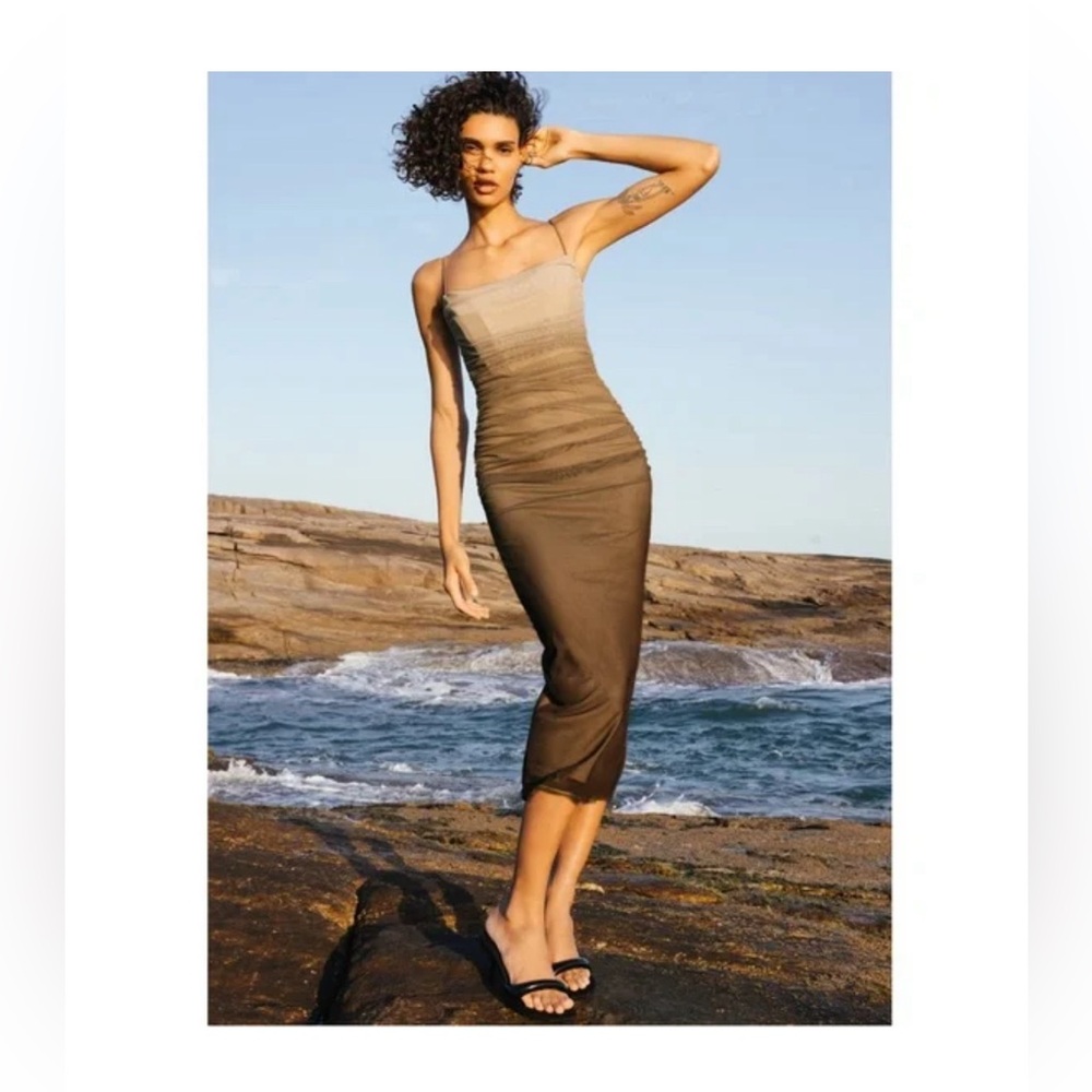 ZARA PRINT DRESS WITH TULLE